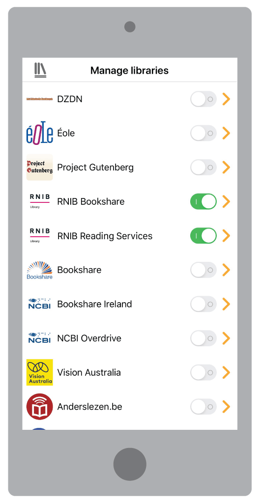 Libraries UI on a smartphone graphic.